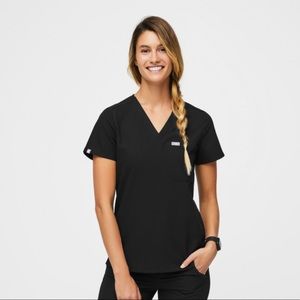 Small black WearFigs Women’s scrub top medical uniform